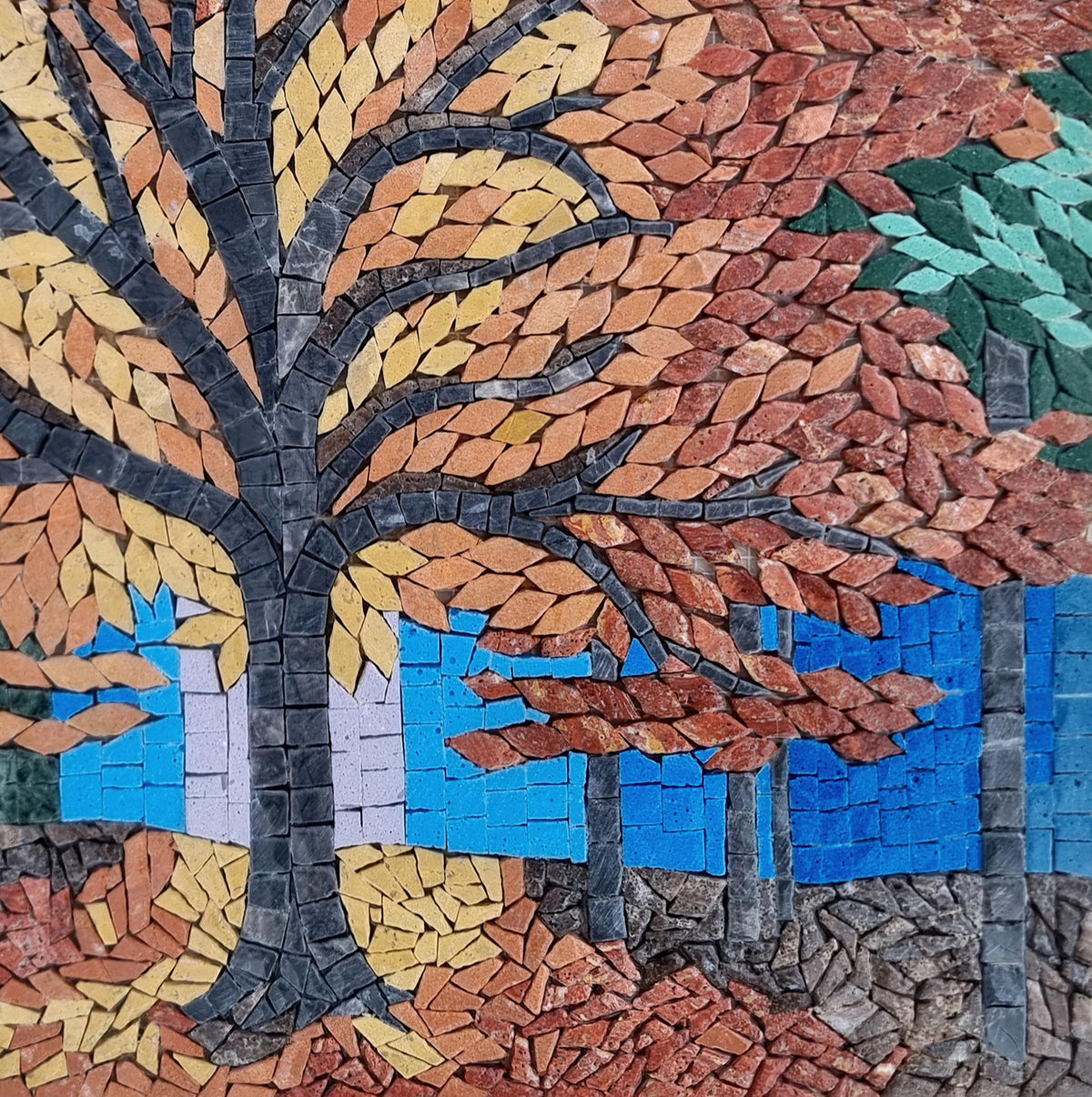 20"x20" Tree Mosaic Backsplash – Custom Handmade Marble Tile Art, Nature-Inspired Kitchen Decor, Customization Available
