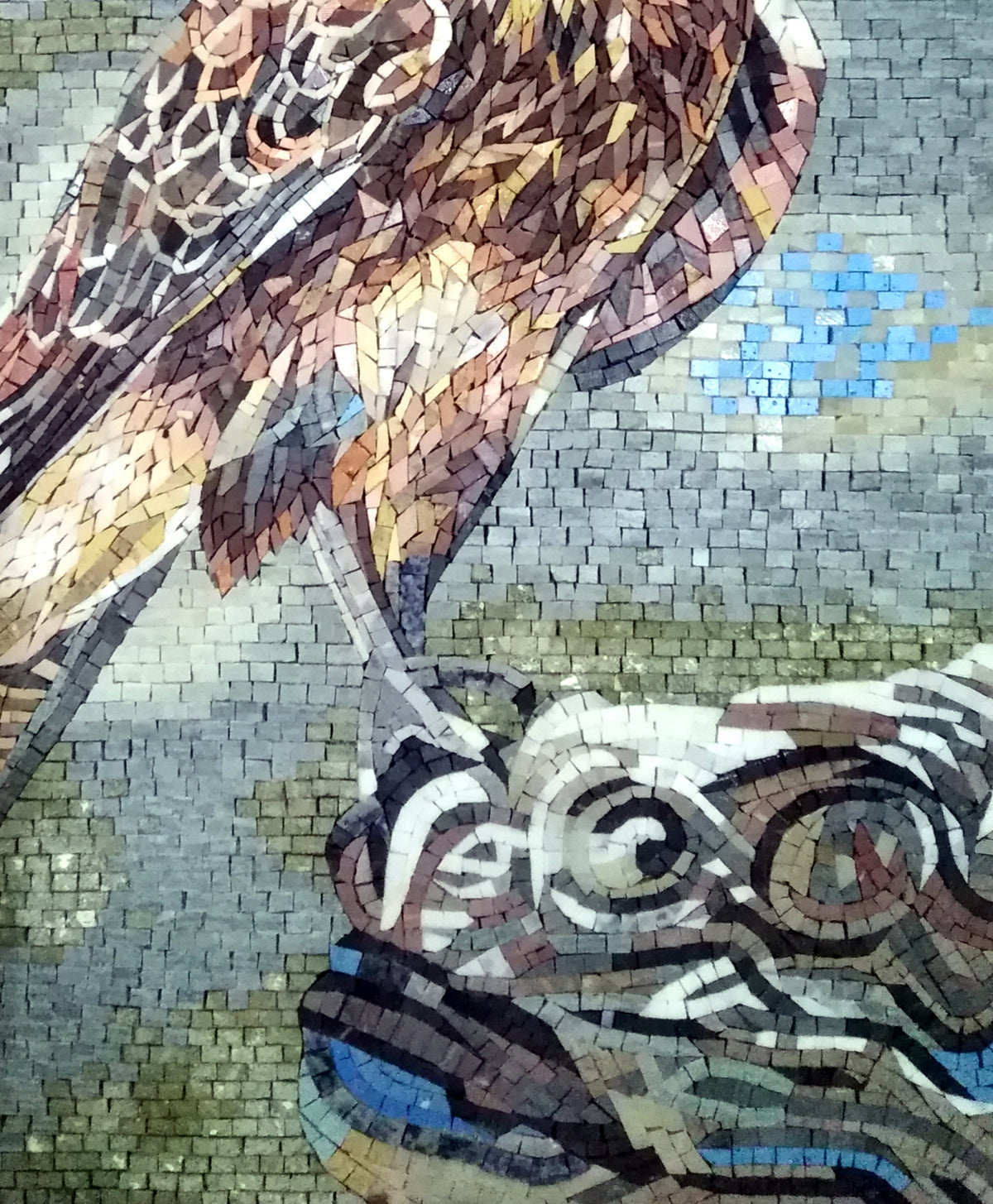 FALCON ART BACKSPLASH | Wild Bird Mosaic Tiles For Living Room Walls | Falcon Artwork Tiles For Interior Hall And Rooms Decor
