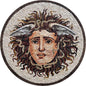Greek Medusa Mosaic Marble Medallion – Handmade Mythology Wall Art, Round Stone Tile Décor