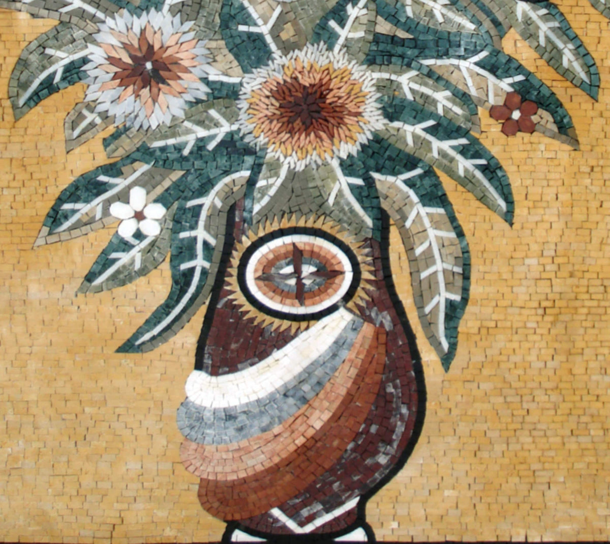 Handmade Marble Mosaic Flower Vase Wall Art: Home Decor (44” x 32")