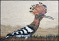 Eurasian Hoopoe Mosaic Mural: Handmade Stone Bird Wall Art (34" x 24")