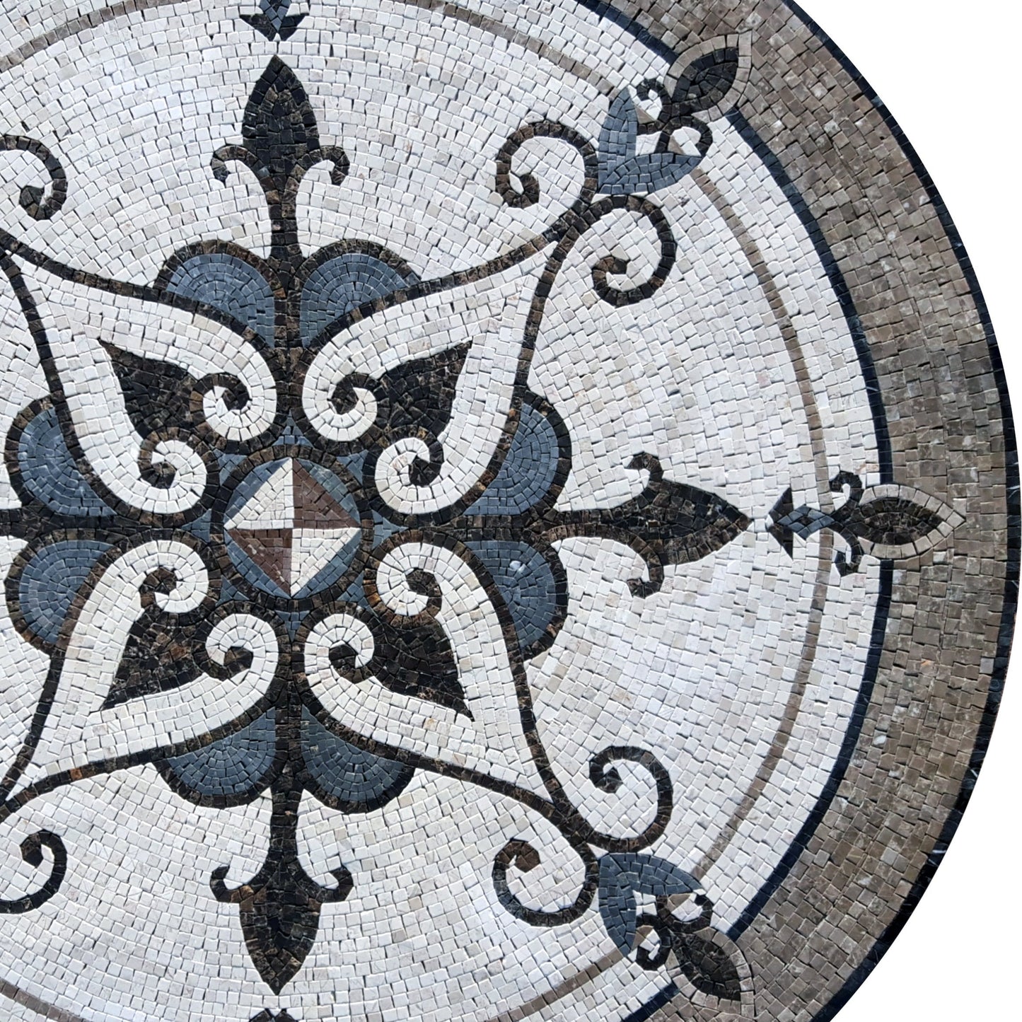 Handmade Marble Mosaic Medallion: Stone Tile Art, Custom Design