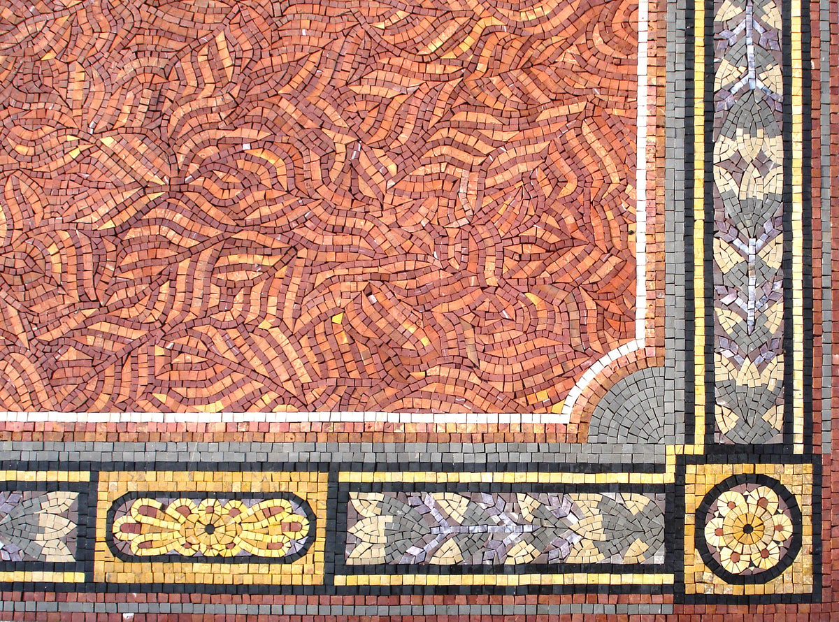 Handmade Marble Mosaic Rug: Stone Floral Medallion, Home Decor
