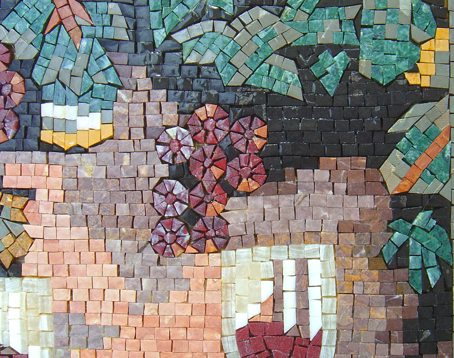 2 PIECE WALL ART - Mural Mosaic Medallion Round Tile Wall Art - Backsplash Mosaic Art- Handmade Botanical Kitchen Wall Art