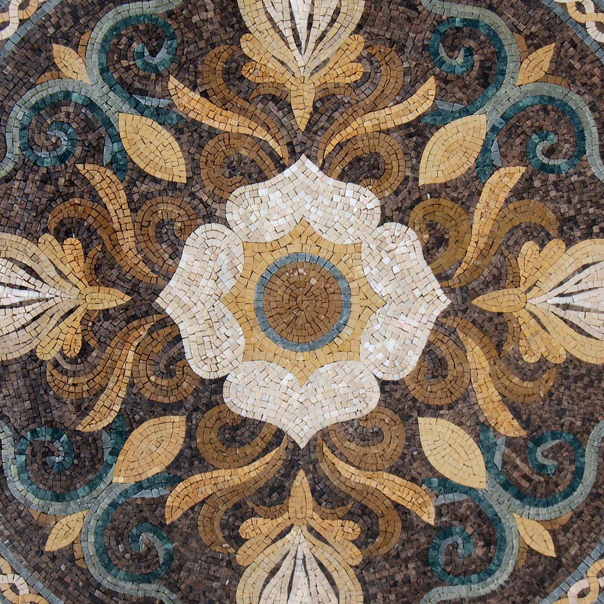 Golden Bloom - Handmade Floral-Inspired Patterned Mosaic Medallion - Customization available