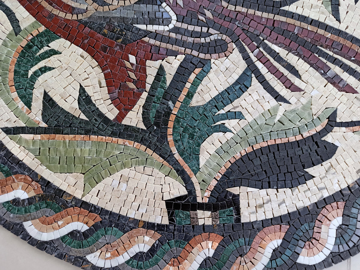 PHEASANT MOSAIC MURALS| Bird Animal Mosaic Tiles For Garden Decor | Pheasant Artwork Tiles For Interior Hall And Rooms Decor