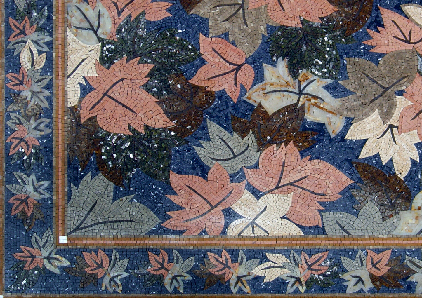 Handmade Marble Mosaic Rug: Floral Stone Art Carpet (64” x 46")