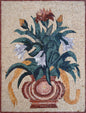 Handmade Marble Mosaic Wall Art: Flower Rose Vase, 26" Home Decor