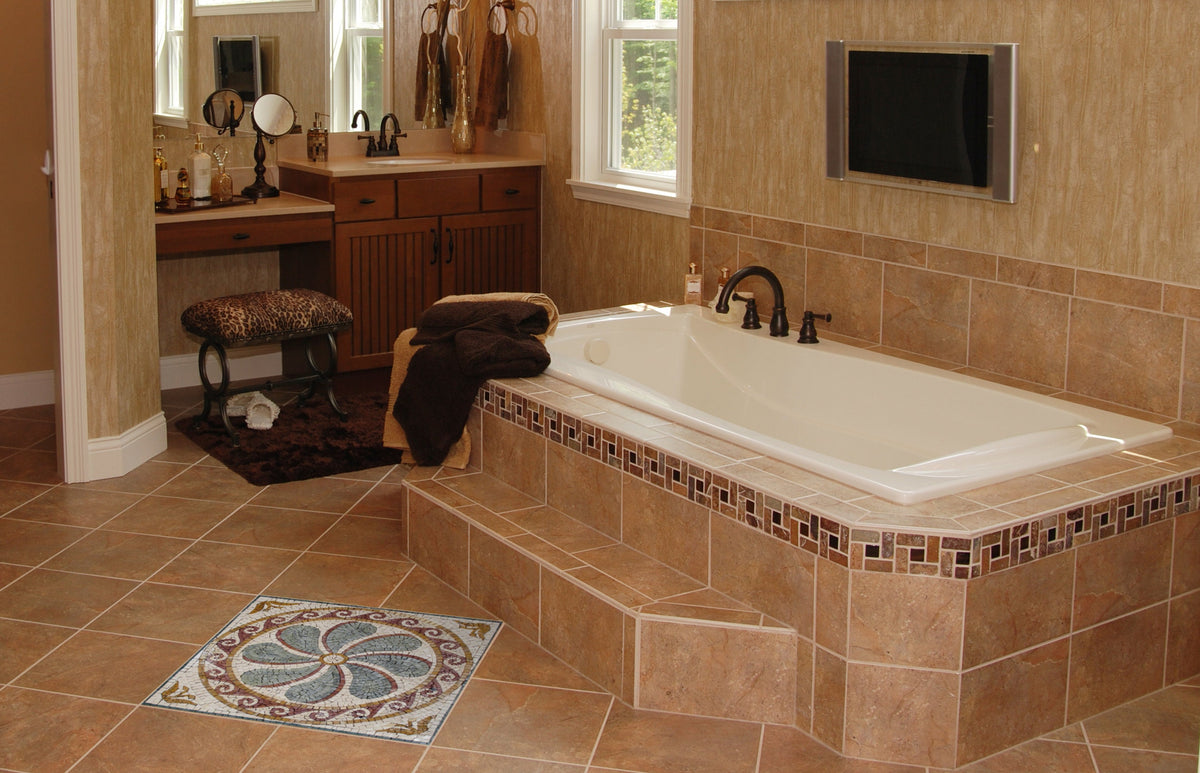 Handmade Floral Marble Mosaic Tile Backsplash (24”x 24")