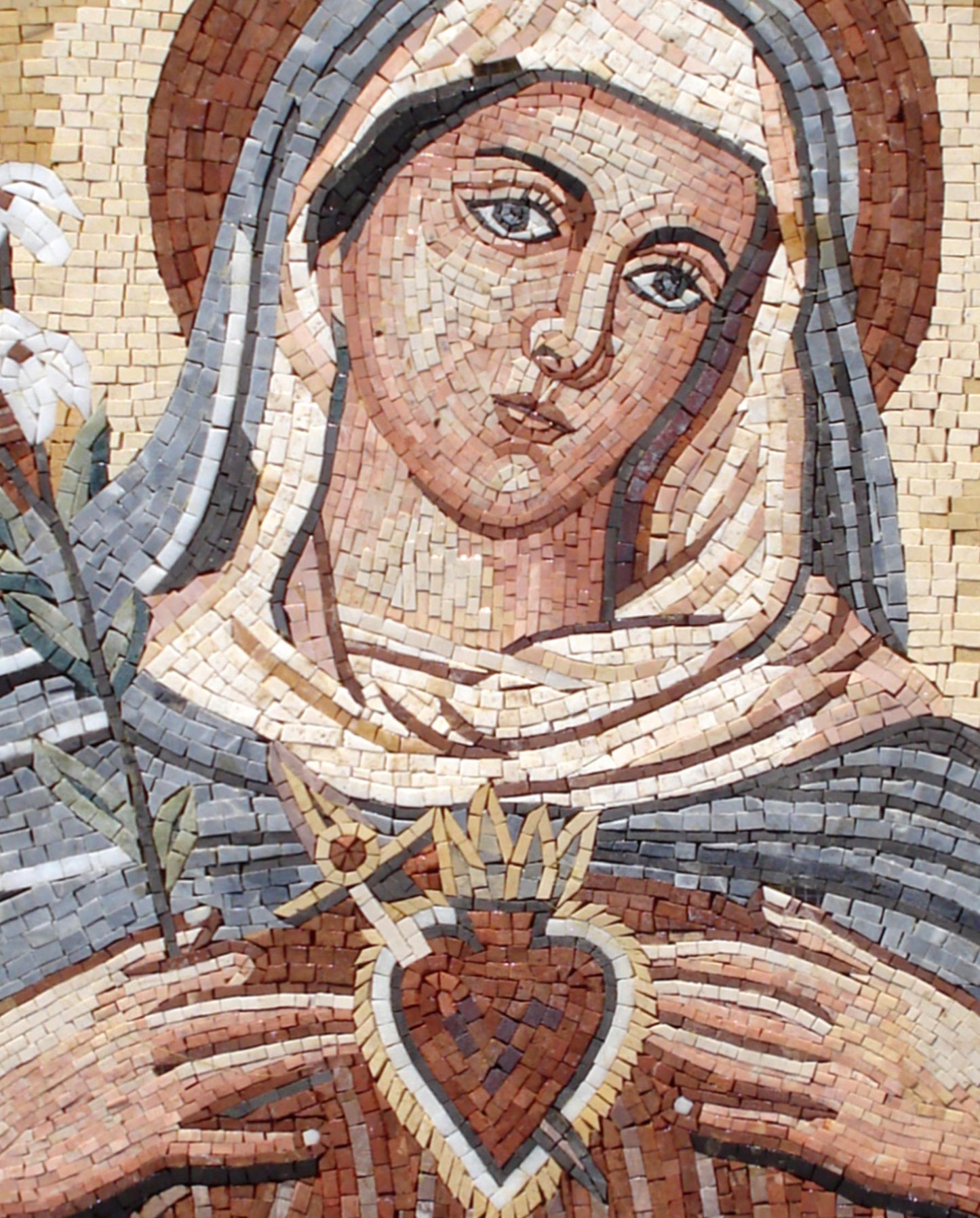 28"x40" Renaissance-Inspired Portrait of Mary Mosaic , Religious Christian Decor, Customization available