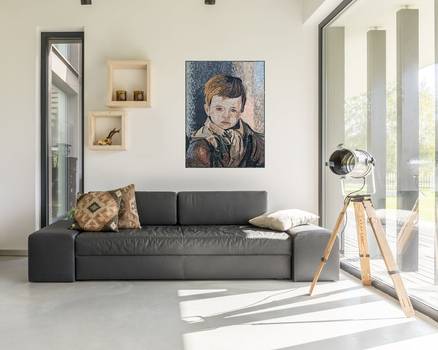 CUTE KID MOSAIC Tiles | Portrait Of Cute Child Reproduction Mosaic Art Tiles | Turkish Artist Mosaic Backsplash Tiles For Walls