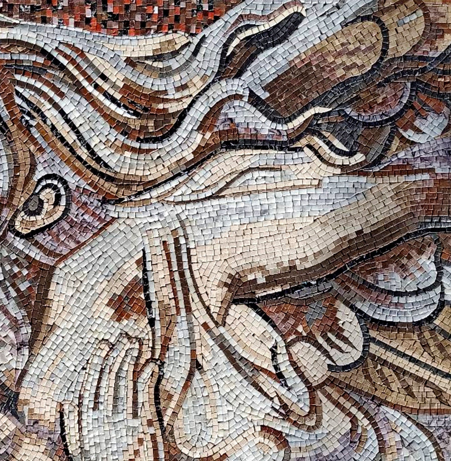 Handmade Woman Mosaic Tile Art: Elegant Hair Design, 36x36"