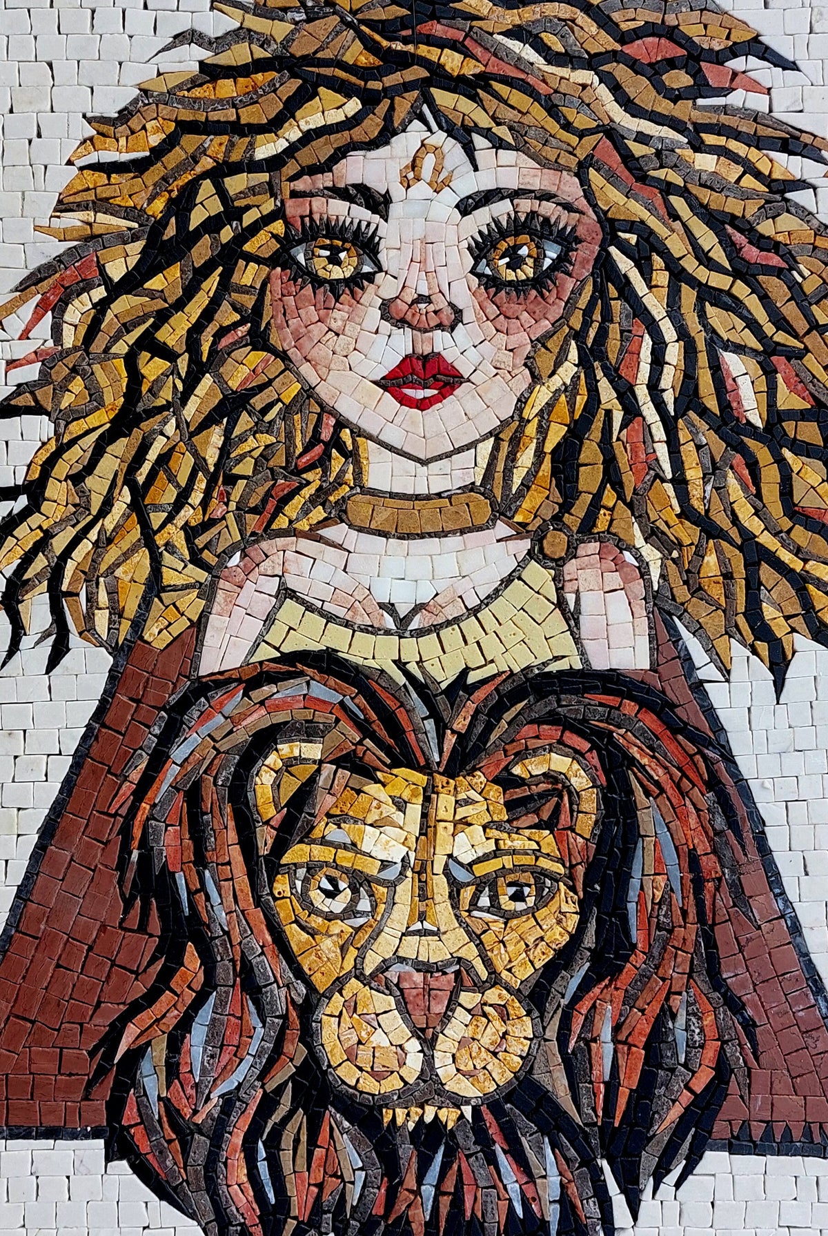 Leo Zodiac Mosaic Tile Art: Handmade Marble Wall Decor