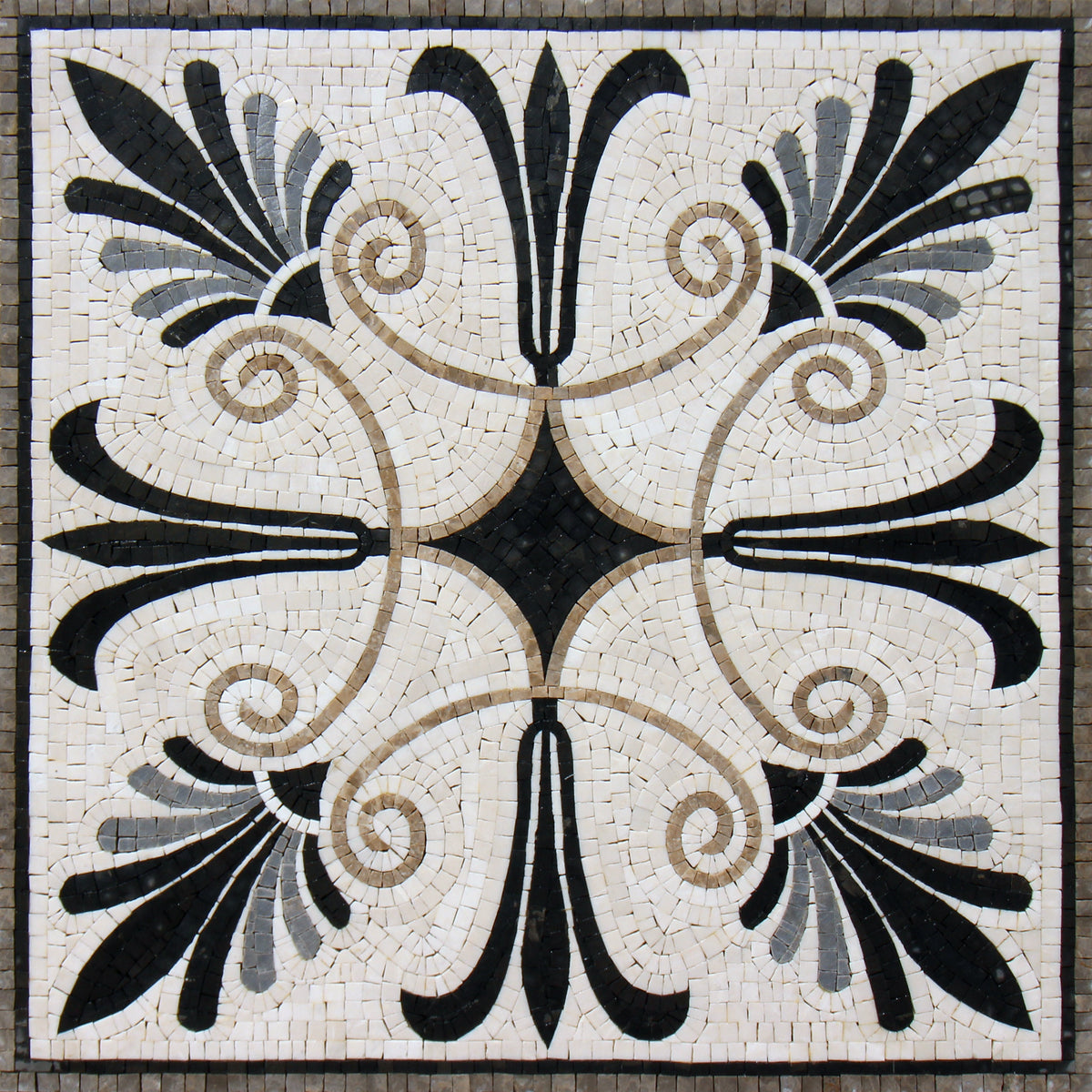 Marble Tile Mosaic: Handmade Anastasia Mural, Wall Art Decor (24” x 24")