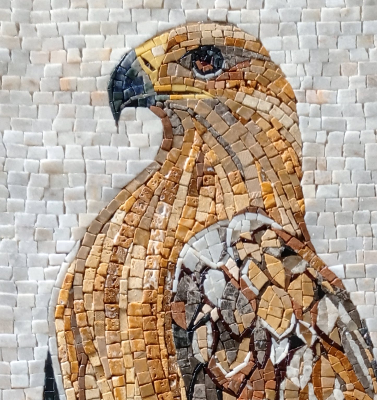 FALCON ART TILES | Wild Bird Mosaic Tiles And Backsplash For Living Room Walls | Golden Falcon Artwork Tiles For Hall And Rooms Walls