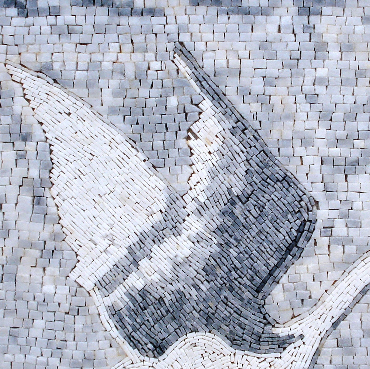 Handmade Marble Mosaic Tile Art: Swans in Flight Wall Decor