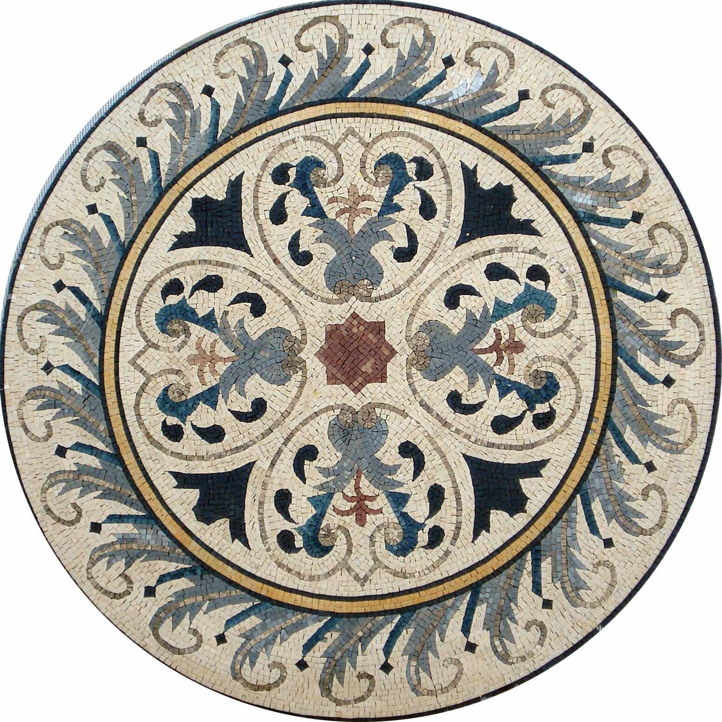 Eternal Elegance - Handcrafted Floral Medallion Marble Mosaic Art Tile Stone Décor - Customization available