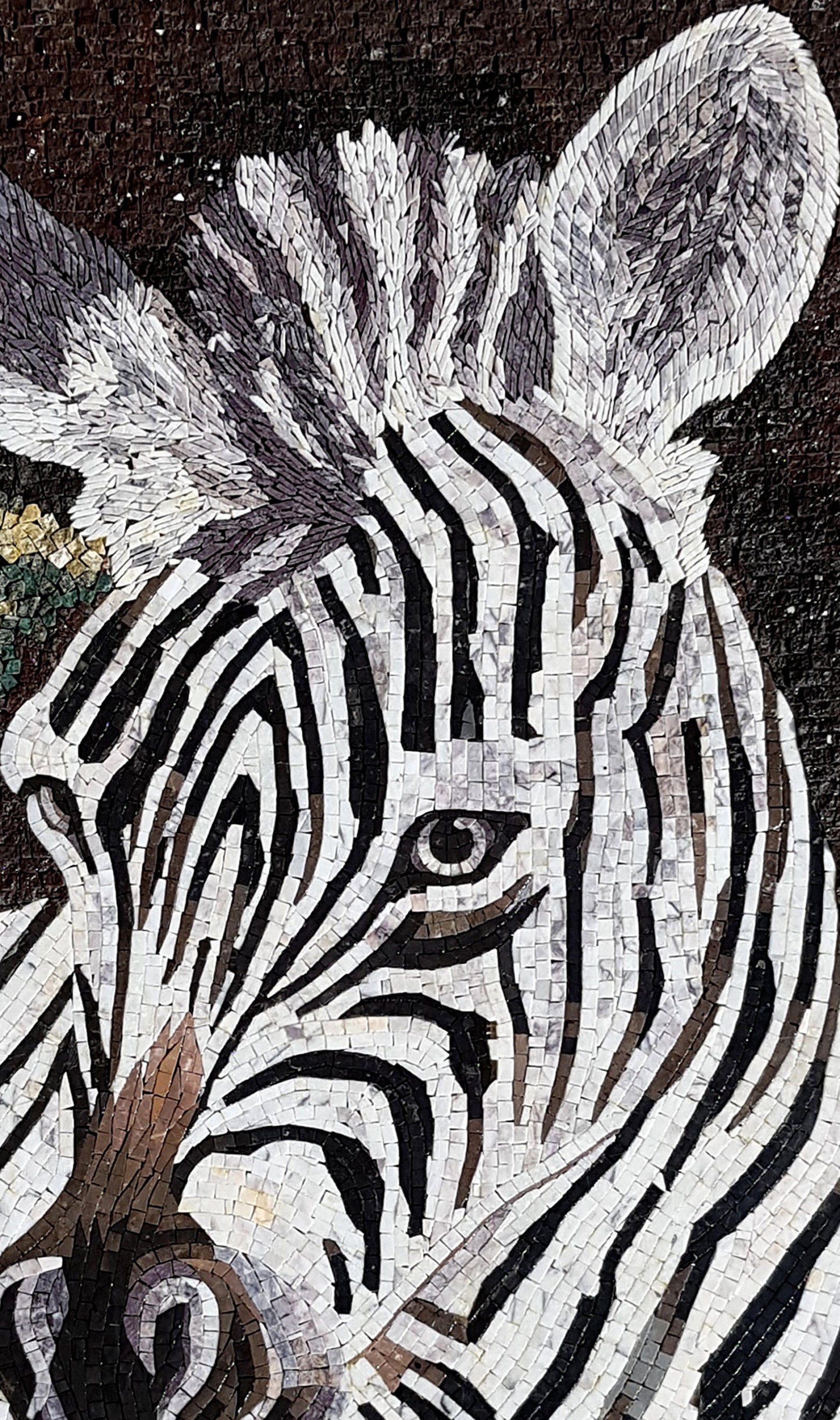 Handmade Zebra Mosaic Art: Wild Animal Tile Backsplash
