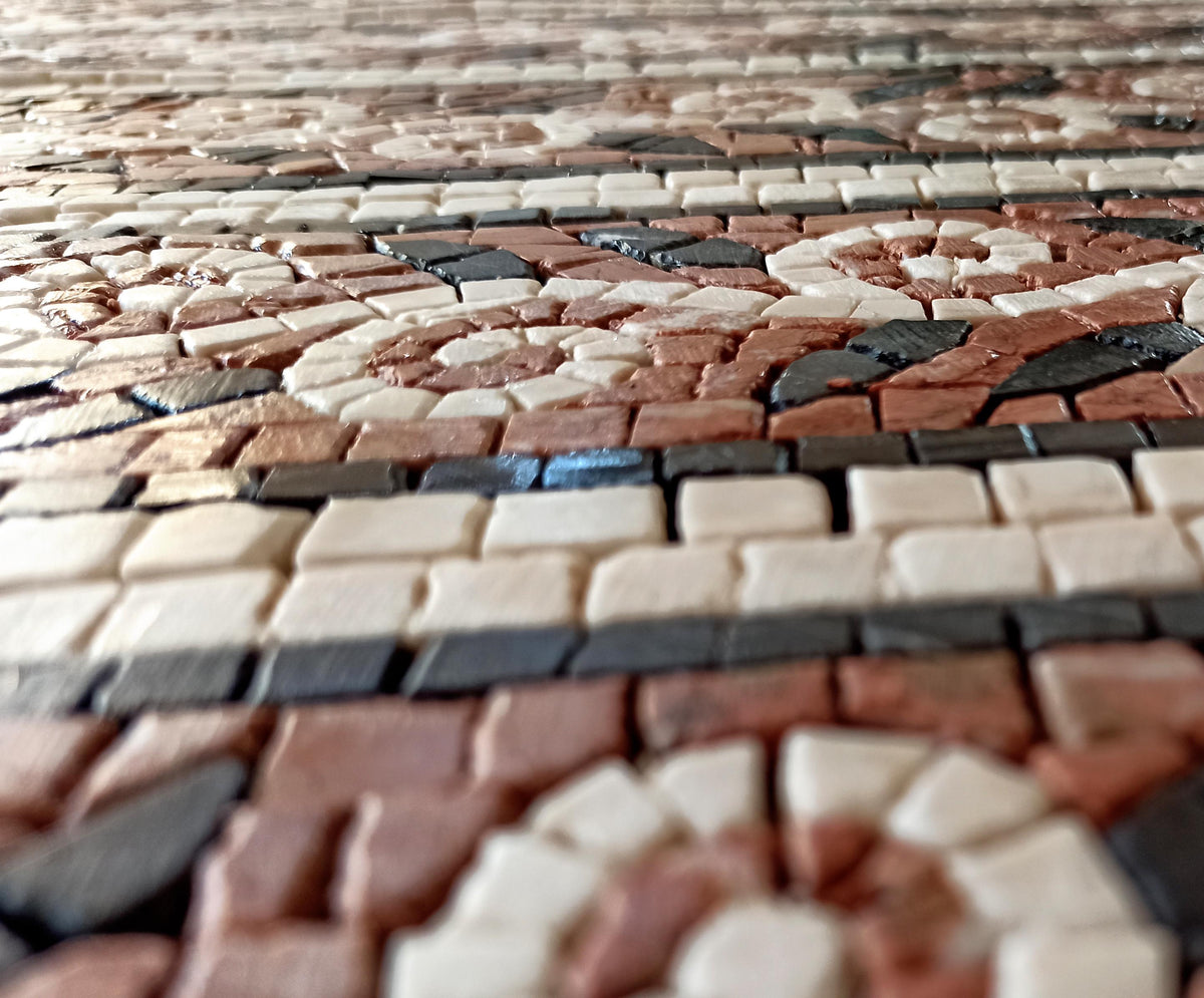 Handmade Marble Mosaic Tile Trim: White Vine & Black Leaves Border