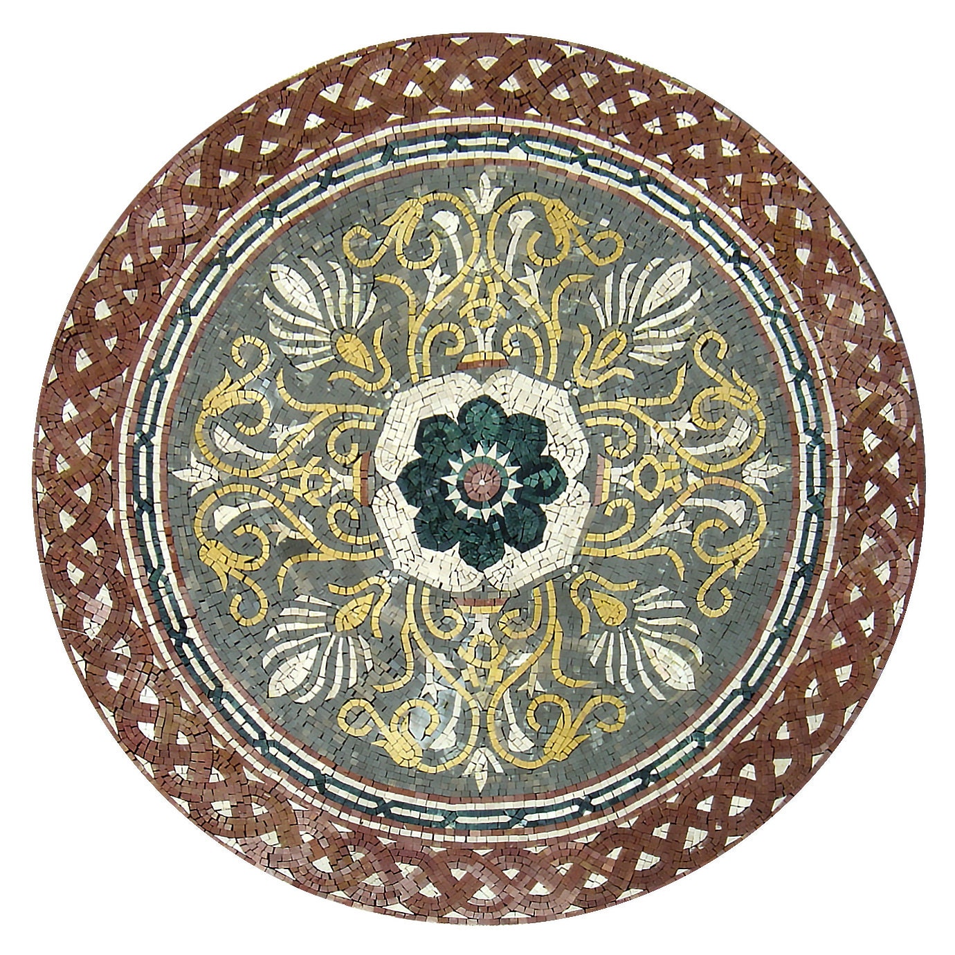 Handmade Marble Mosaic Medallion Tile: 36" Pattern Art Decor