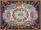 Handmade Marble Mosaic Rug: Floral Medallion Design (88” x 60")