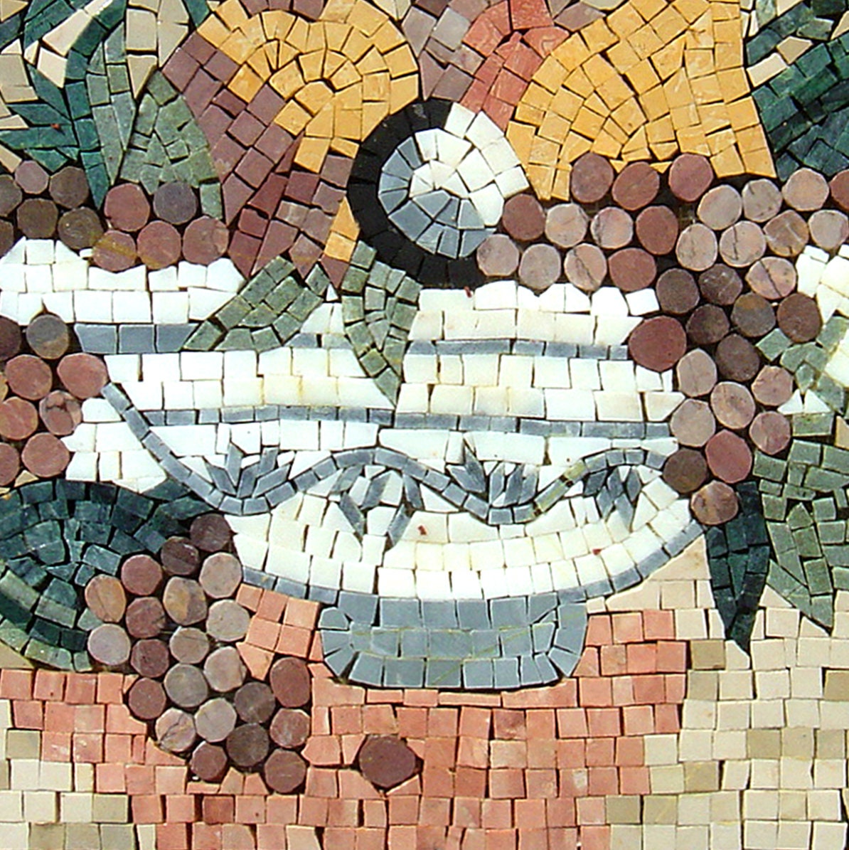 FRUITS TILES ART - Simple Flower Mosaic Marble Tile Wall Art - Nature Wall Art - Handmade Living Room Office Wall Décor