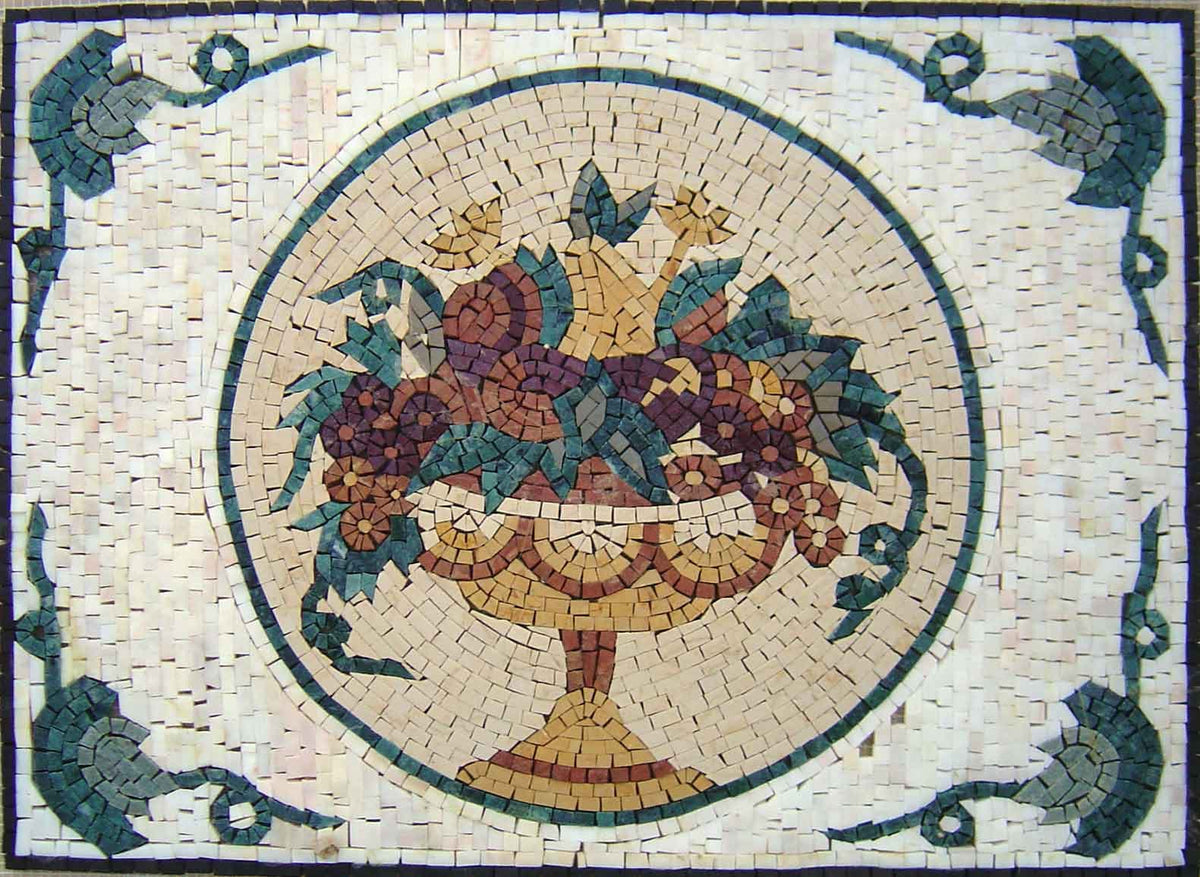 Handmade Marble Mosaic Art: Kitchen Backsplash Wall Decor (36” x 26”)