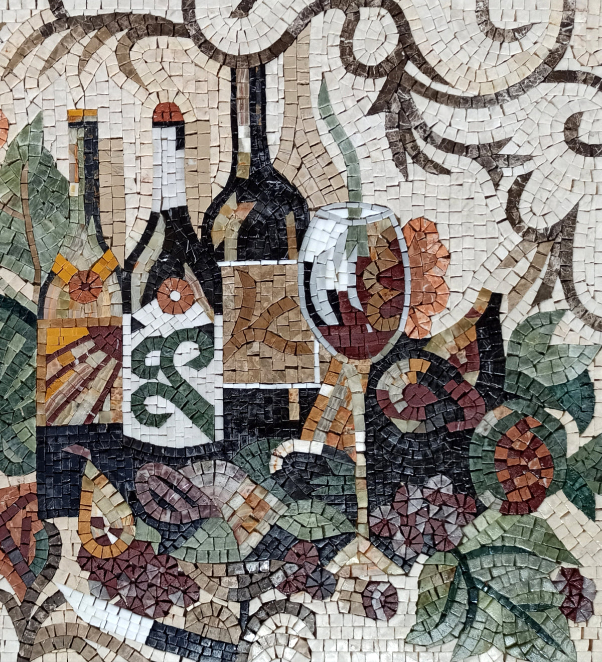 MOSAIC KITCHEN BACKSPLASH -Italian Wine Trio Mosaic Wall Art