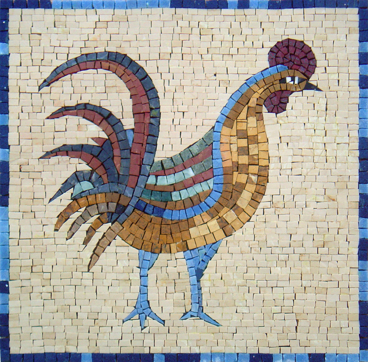 Handmade Rooster Mosaic Tile Art: Kitchen Backsplash or Farm Wall Decor