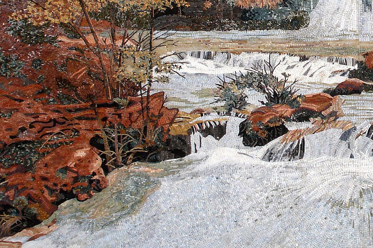 Handmade Marble Mosaic Tile: Autumn Waterfall Wall Art