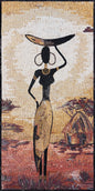 Handmade Farmer Woman Marble Mosaic Tile Art (32” x 16")