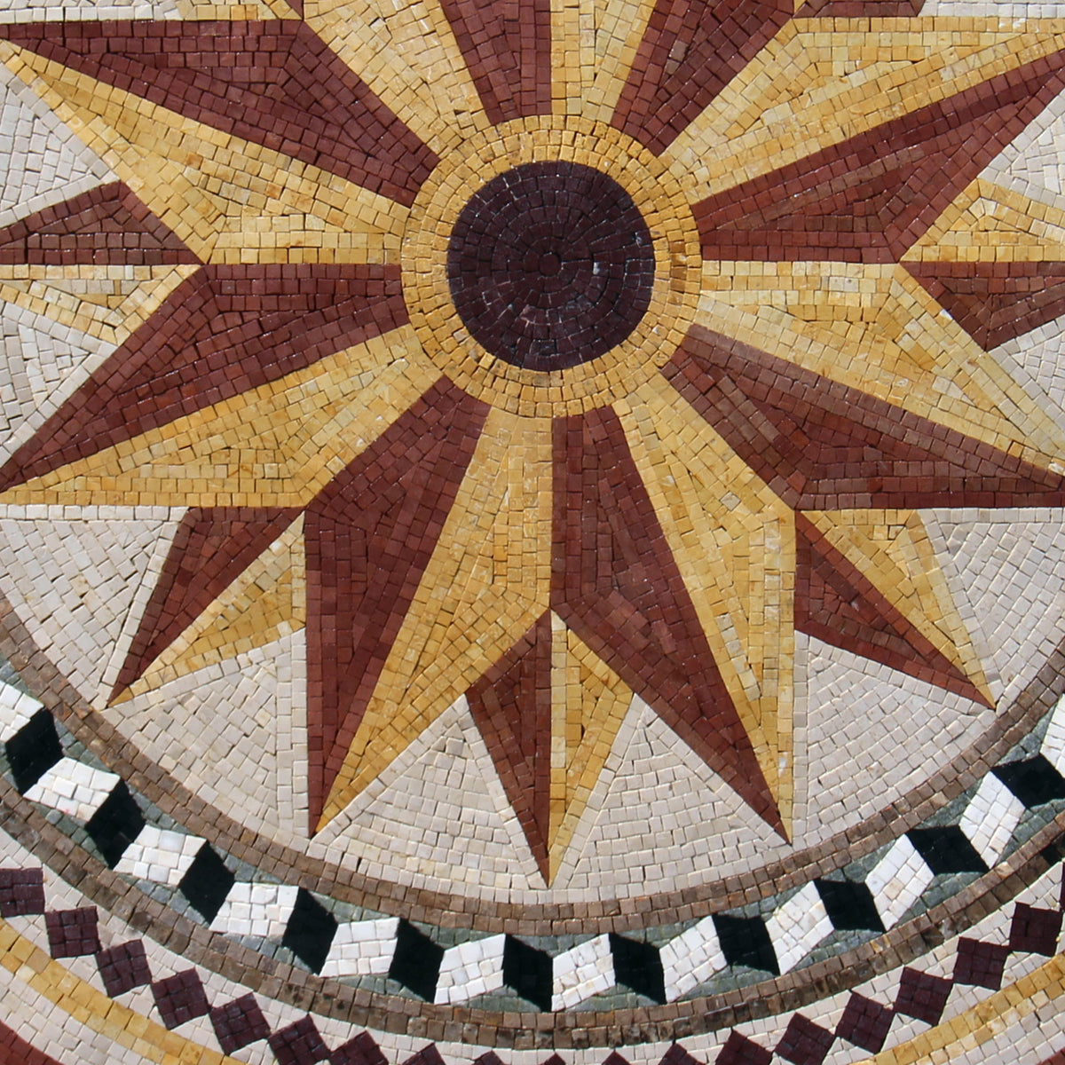 Crafted Brilliance - Handmade Geometric Star Flower with Patterned Rings Mosaic Medallion - Customization available