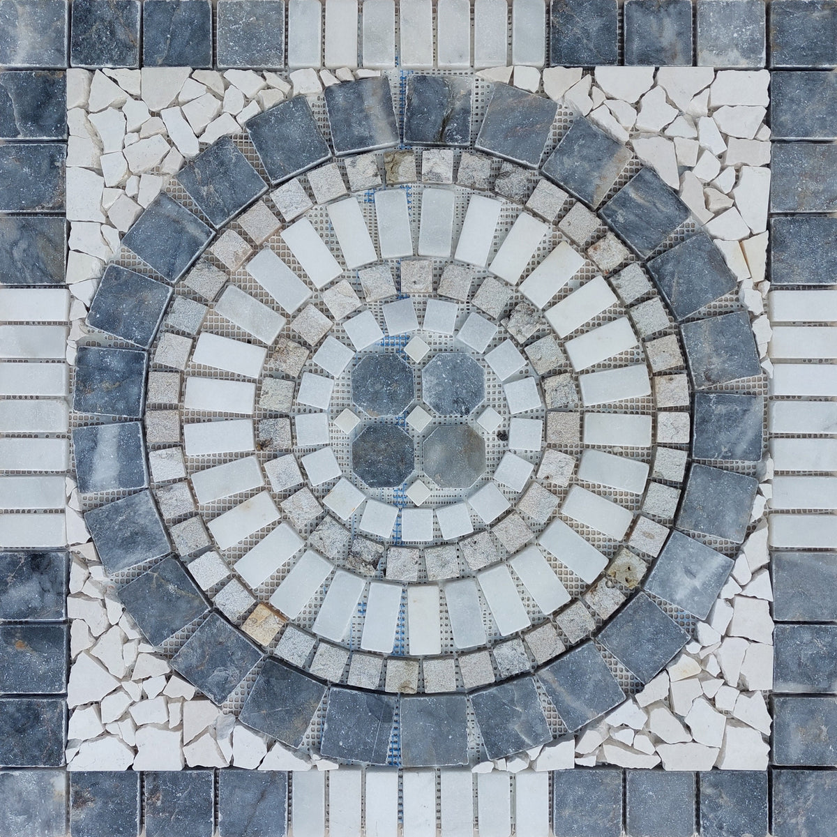 Handmade Marble Stone Mosaic: Round Art Medallion (24” x 24")