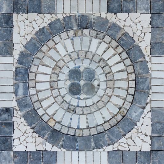 Handmade Marble Stone Mosaic: Round Art Medallion (24” x 24")