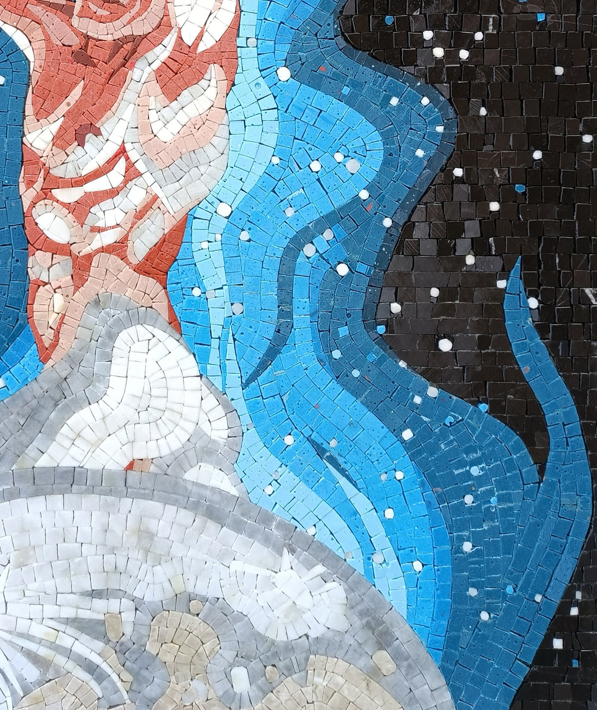 Virgo Zodiac Mosaic Tile Art: Handmade Marble Stone (30" x 25")