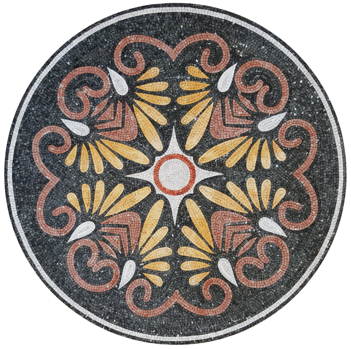 Handmade Marble Mosaic Medallion Art Tile: Pattern Décor (40" Diameter)