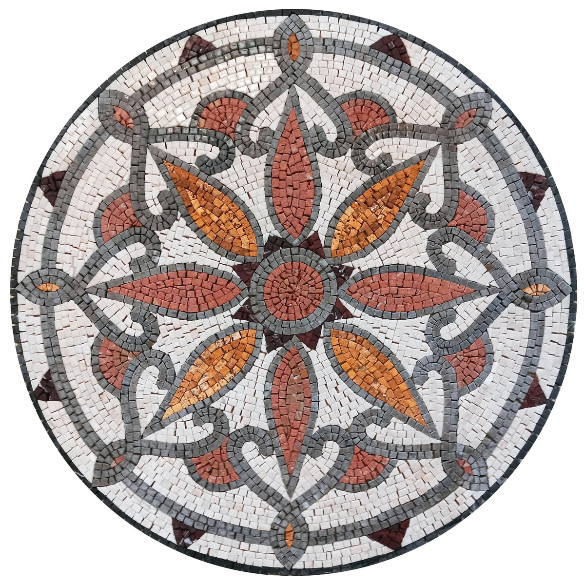 24" Handmade Colorful Decorative Medallion: Artisan Marble Mosaic Tile - Customization available