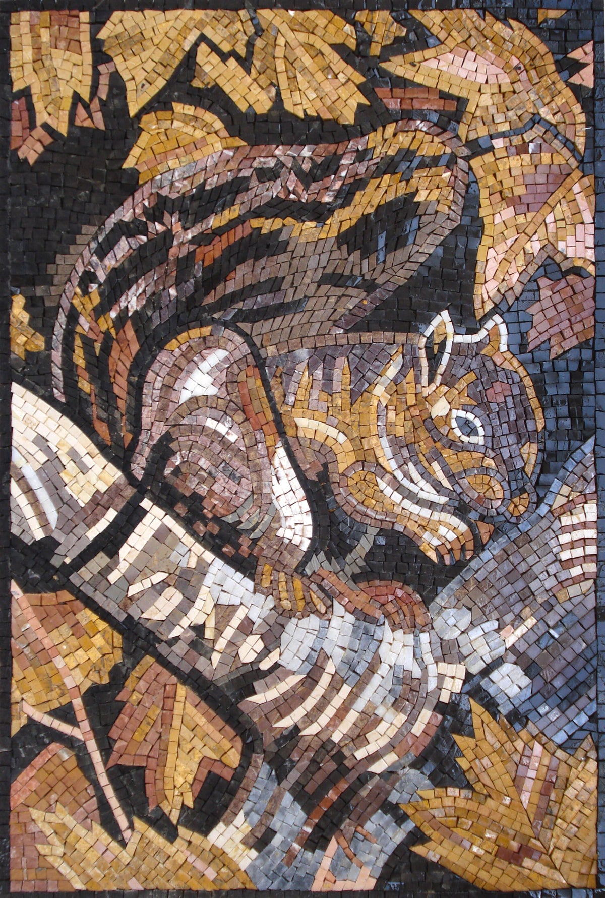 Handmade Squirrel Mosaic Tile Art: Marble Wall Decor (32" x 22")