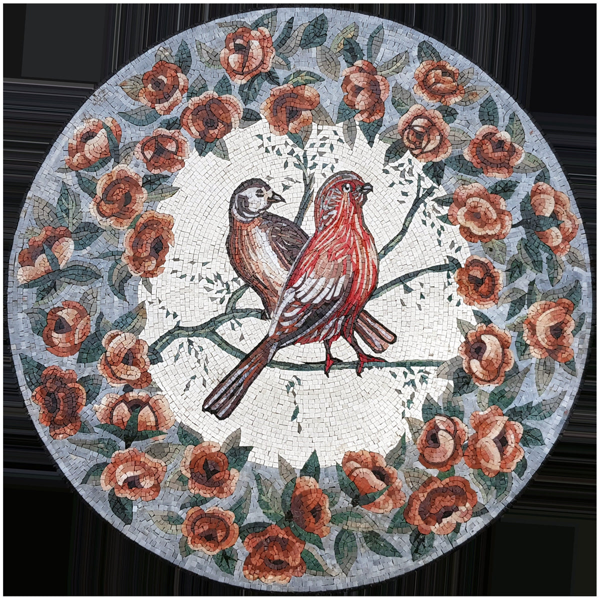 COLORFUL FLOWER ART - Round Birds Blue Kingfisher Mosaic Wall Art - Customization available