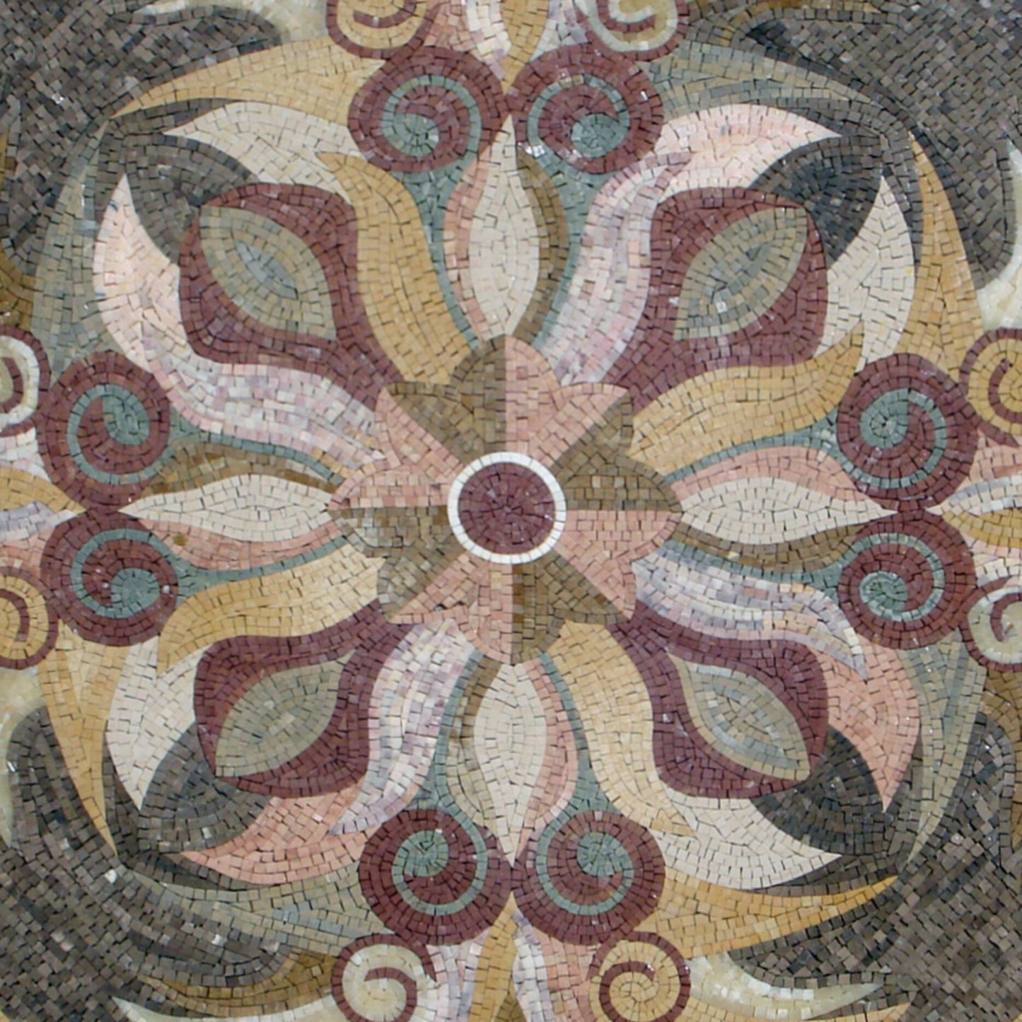 Handmade 40" Marble Mosaic Medallion: Floral Art Tile Stone Decor