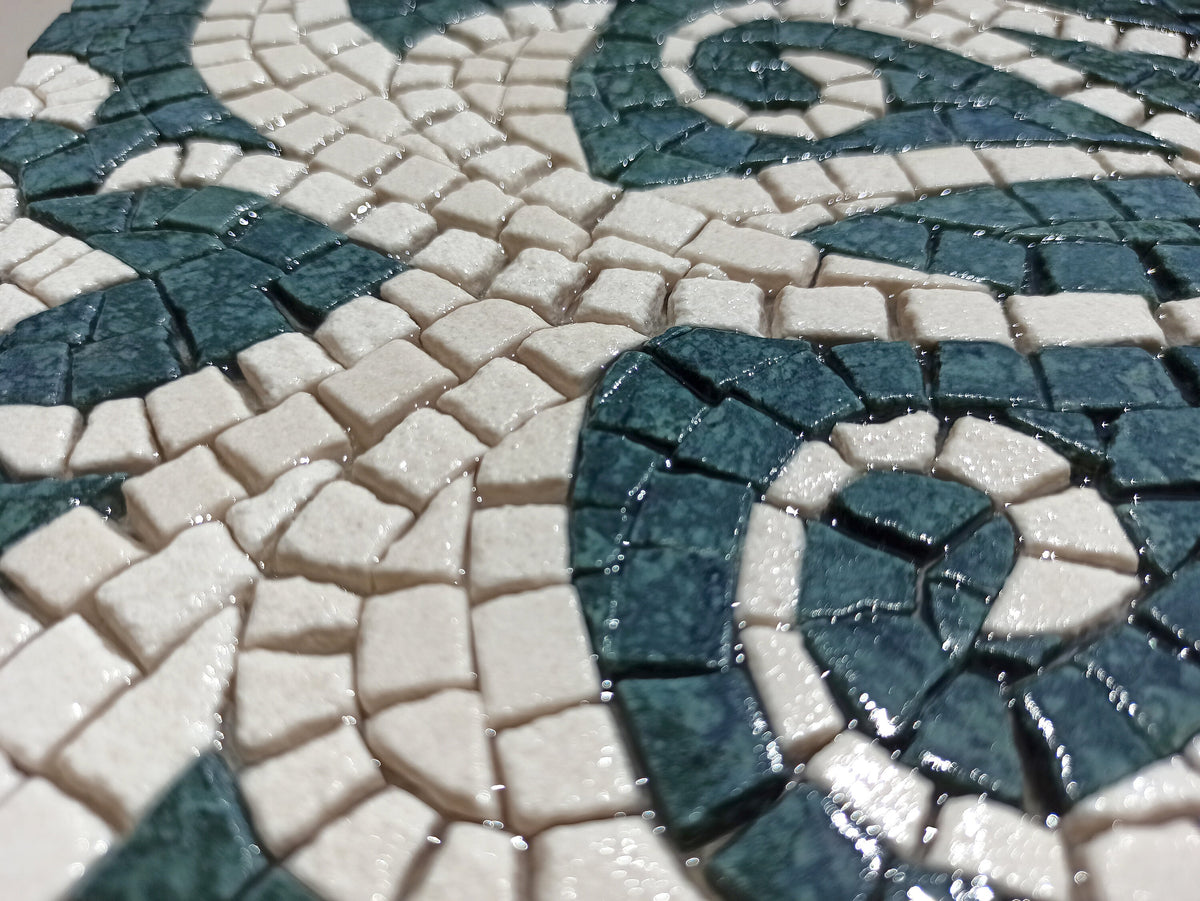 Botanical Medallion Mosaic Tile: Handmade Marble Backsplash (24”x 24")