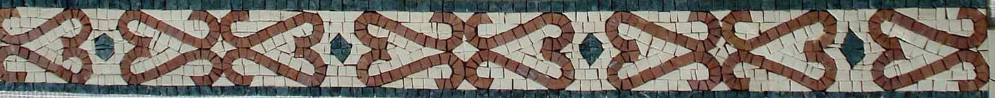 Geometrical Marble Mosaic Border: 4" Handmade Tile Art