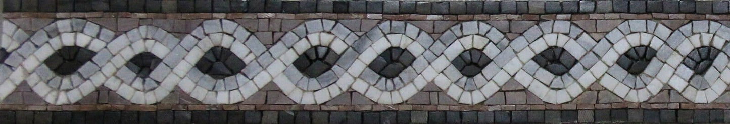 Geometrical String Art Mosaic Border: 4" Marble Tiles