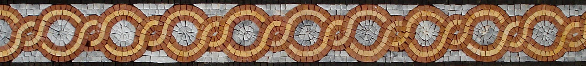 Gold & Crimson Marble Mosaic Tile Border: Handmade Backsplash Trim
