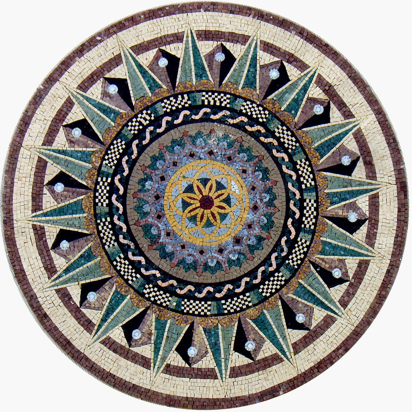 60" Handmade Decorative Medallion wall floor Marble Mosaic Art Stone Tile Décor - Customization available