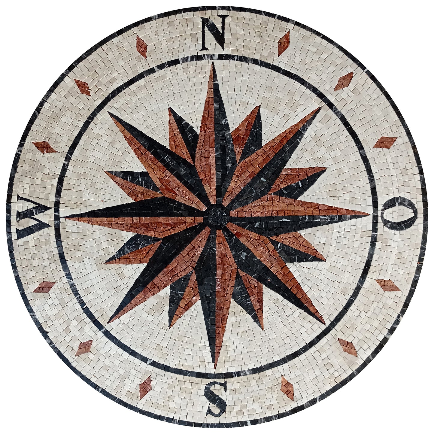 Artisanal Tranquility: Handmade Compass & Pool Tile Medallion Marble Mosaic Art - Customization available