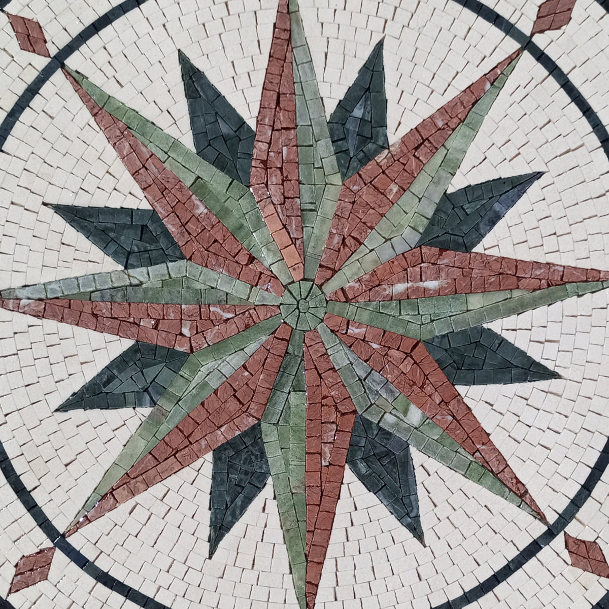 Compass & Pool Medallion Tile Ideas | Handmade Marble Mosaic Art - Customization available