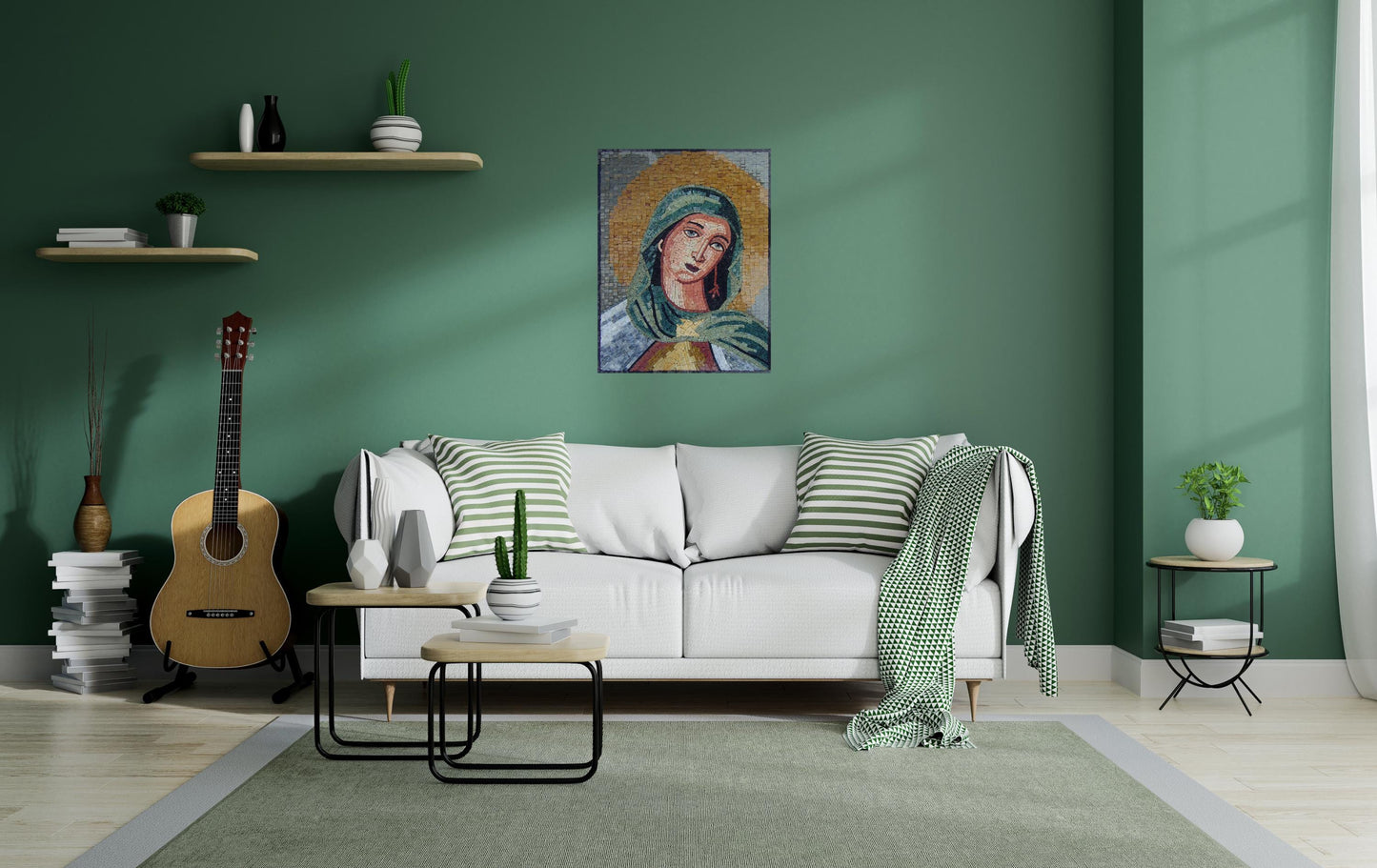 18"x28" Virgin Mary Icon Mosaic – Byzantine Religious Decor, Custom Sacred Portrait, Customization available