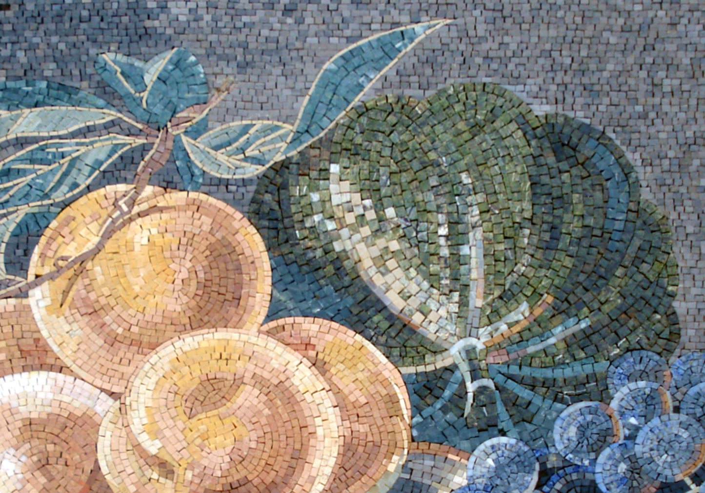MOSAIC KITCHEN BACKSPLASH - A Still Life of Peaches, Grapes, and Watermelon Mosaic Wall Art