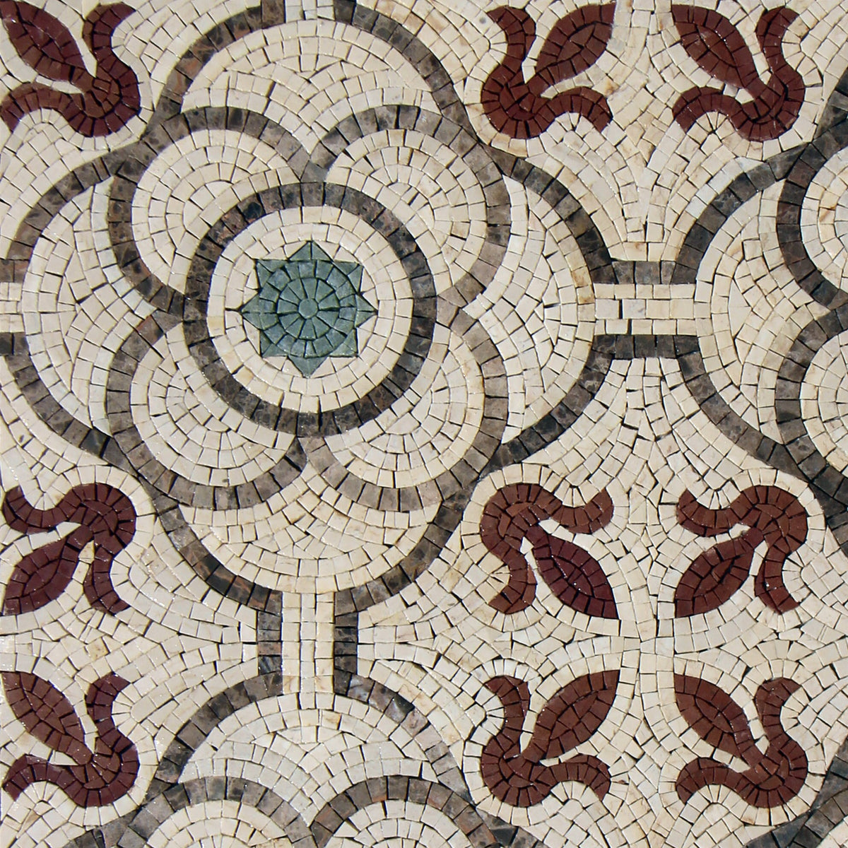 Burgundy and White Seamless Patterned Marble Mosaic Tile Art.